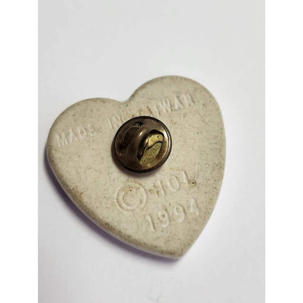 VTG Ceramic Jesus Is The Heart Of The Season Lapel Pin Brooch HOL Signed 1994 - Picture 2 of 4